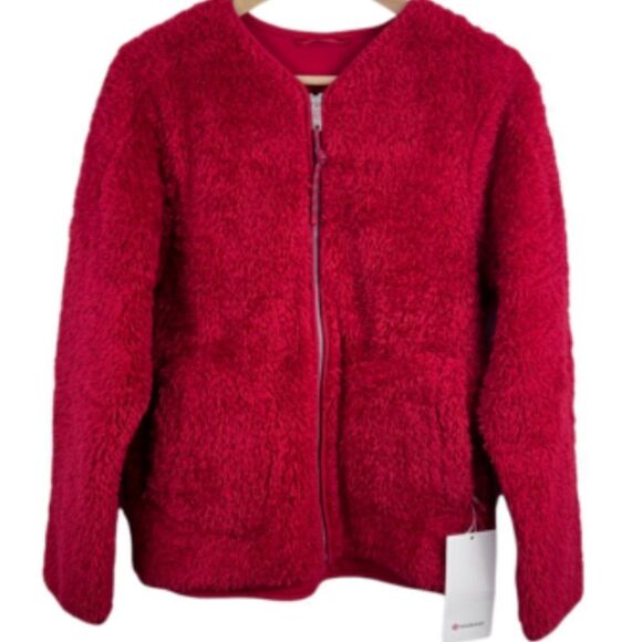 LULULEMON Oh So Sherpa Full Zip Jacket DARK RED Size 6 NWT FLEECE" NWT COZY - Picture 1 of 1